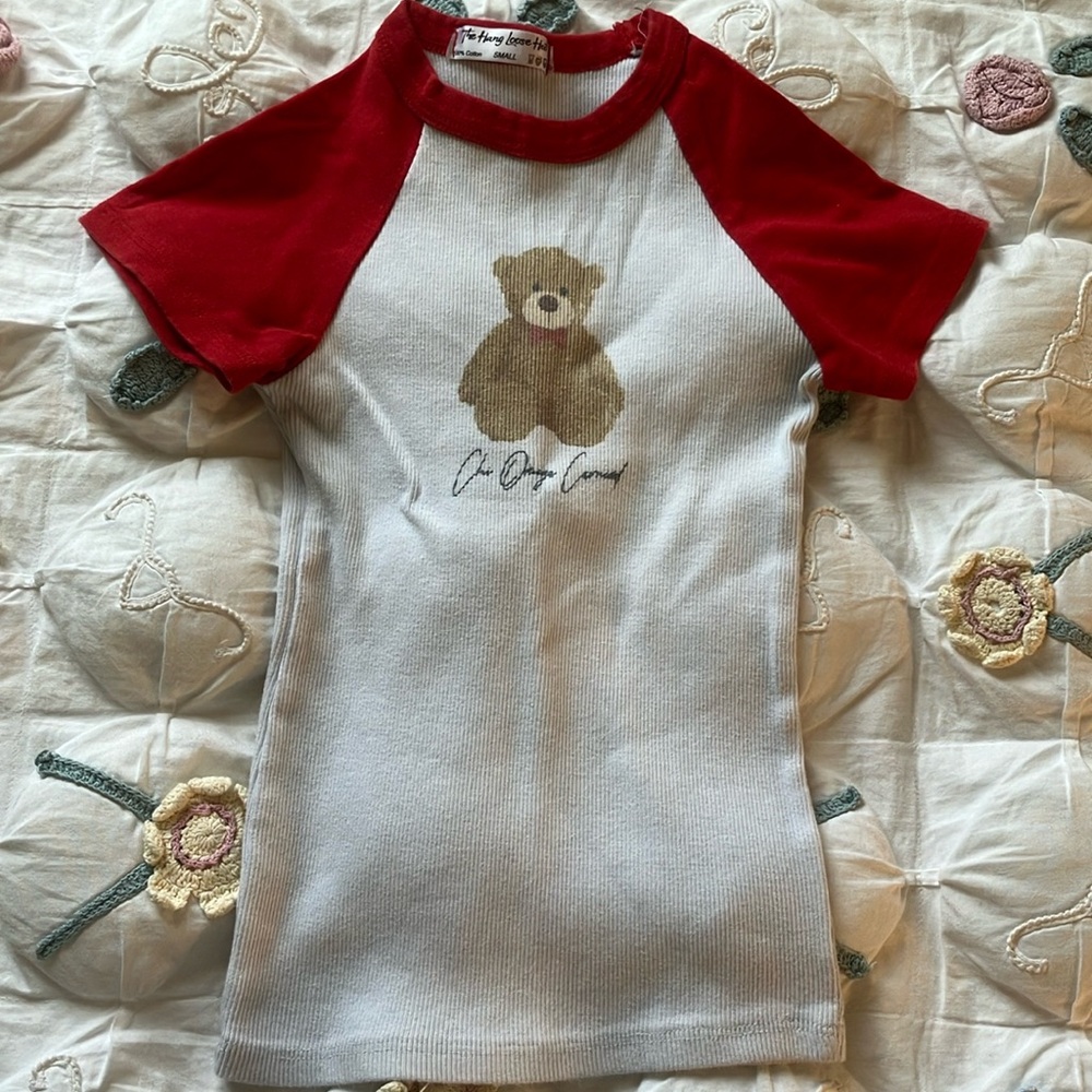 Baseball teddy bear baby tee